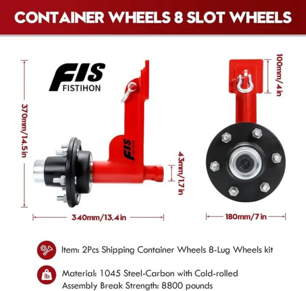 2 Pack Shipping Container Wheels - Image 4
